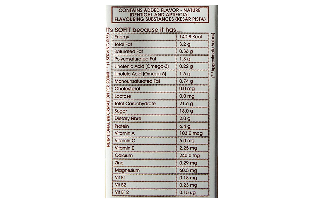 Sofit Soya Milk Kesar Pista   Tetra Pack  200 millilitre